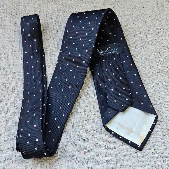 Vintage Pierre Cardin Tie Black Necktie Classic Tie - Picture 8 of 9